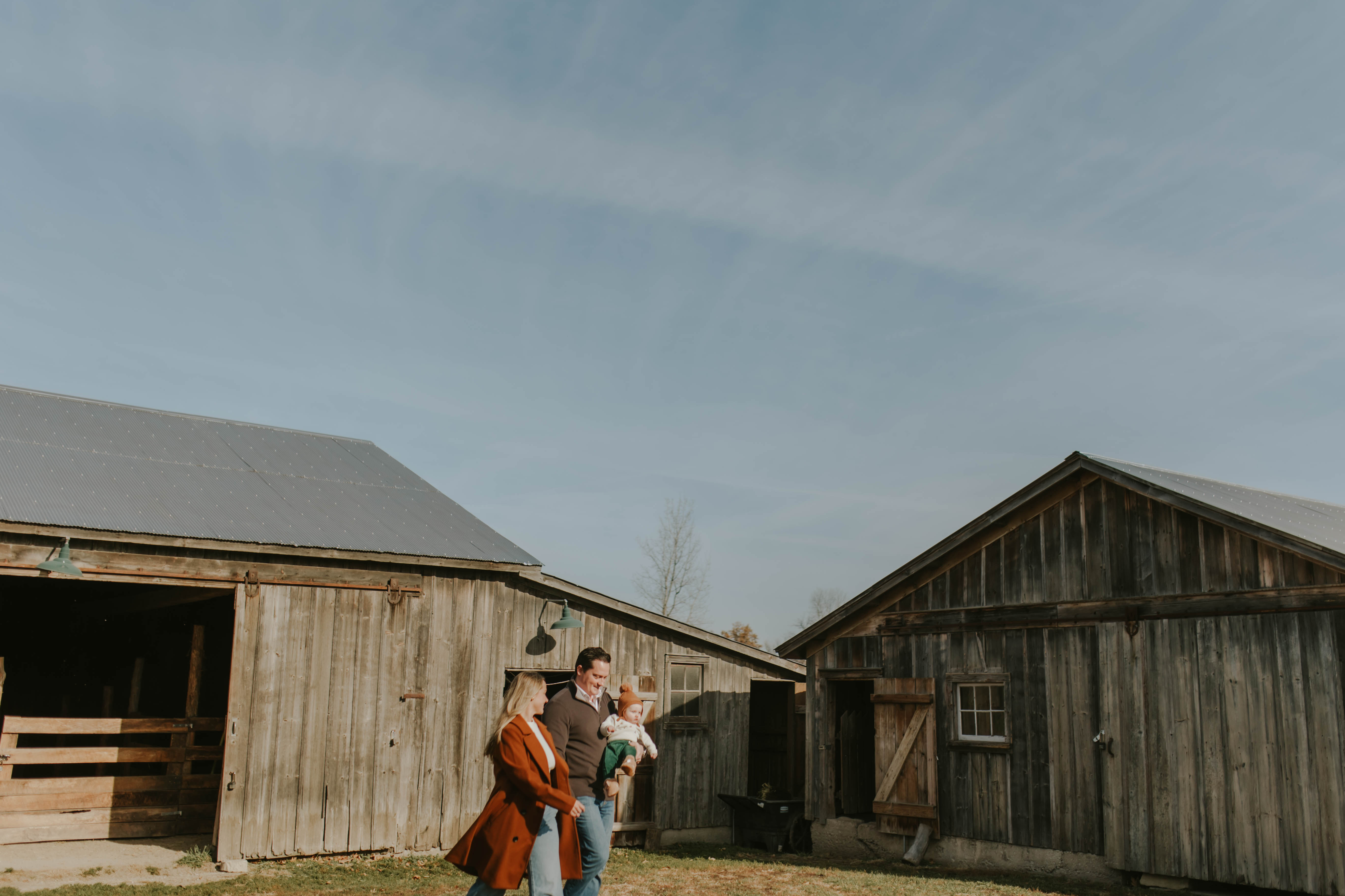 Family Photographer Bensenville IL - Candid family walk on the farm